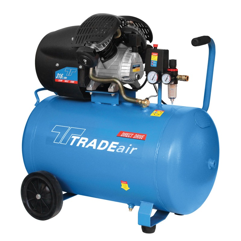 TradeAir Compressor 3Hp Lubricated V Head 100Ld/D
