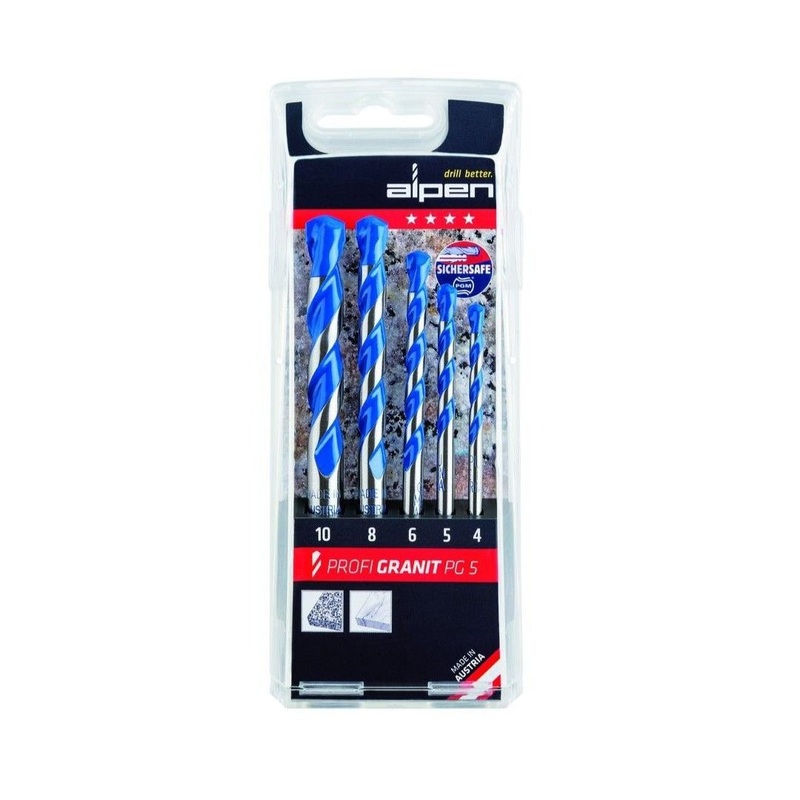 Alpen Granite Drill Bit Set 5Piece 4 5 6 8 10mm
