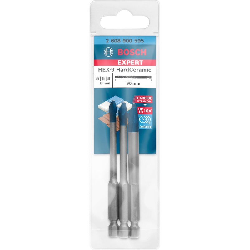 Bosch EXPERT HardCeramic HEX-9 Drill Bit Set 5/6/8 mm 3-pc 2608900595