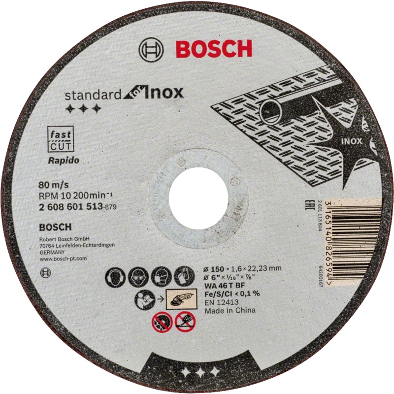Bosch Std Inox Disc 115X1.6X22.23Mm 2608603170
