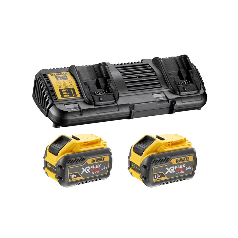 Dewalt XR Universal Dual Port Charger with 54V 9Ah Batteries DCB132X2