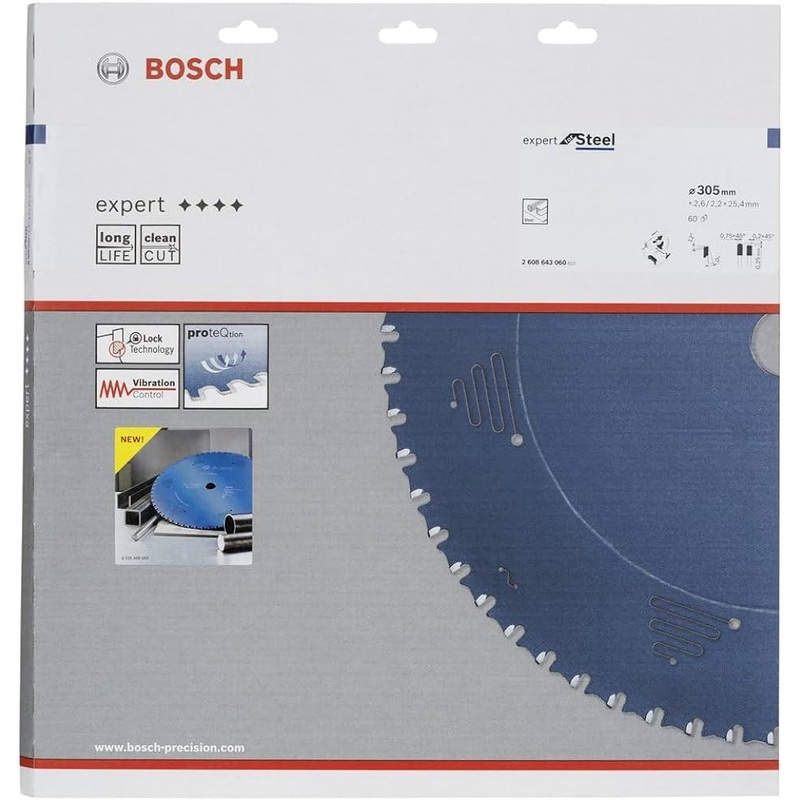 Bosch Expert Circular Saw Blade for Steel 305 x 25,4 x 2,6 mm, 60 2608643060