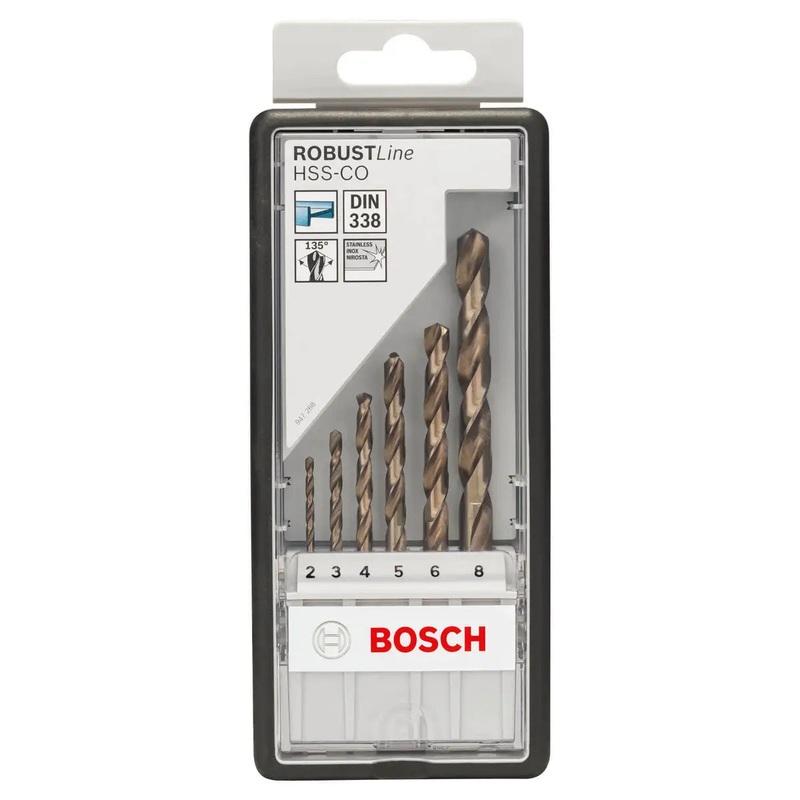 Bosch Robust line set HSS-Co, DIN 338, 2-8 mm, 6 pc 2607019924
