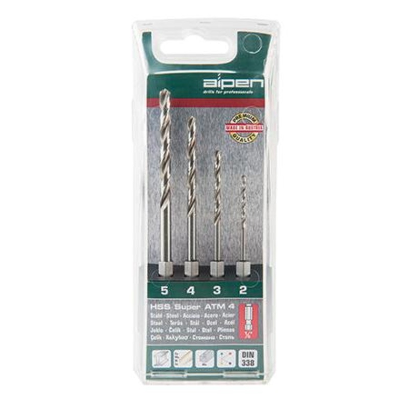 Alpen Hex Shank Set Hss For 4 Piece 2.3.4.5mm