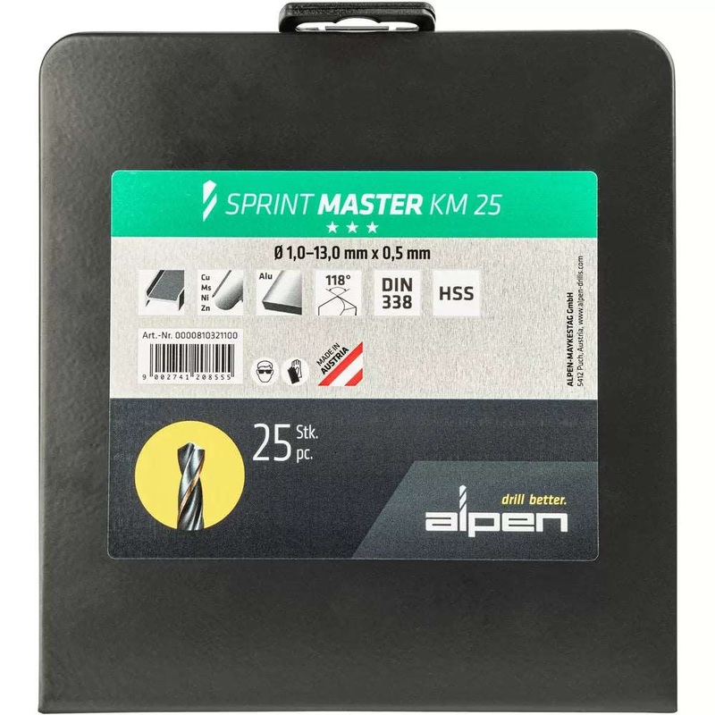 Alpen Sprint Master 25 Pcs Set KM25 1 - 13 X 0.5mm Metal Case