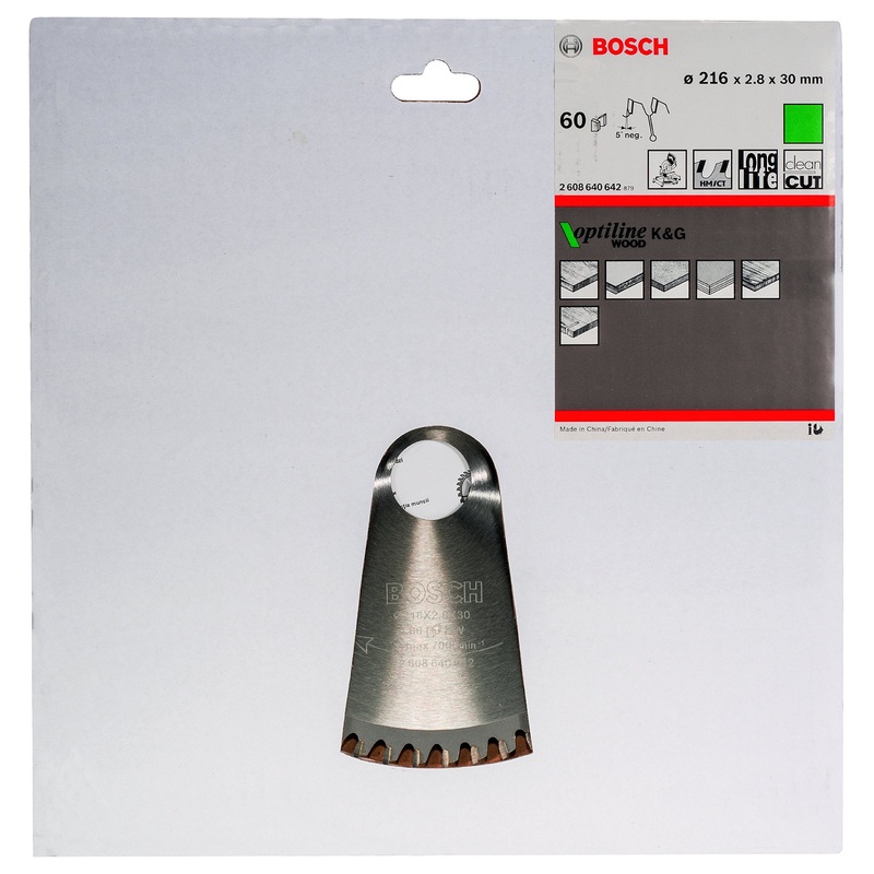 Bosch Optiline Circular Saw Blade for Wood 216 x 30 x 2,8 mm, 60 2608640642