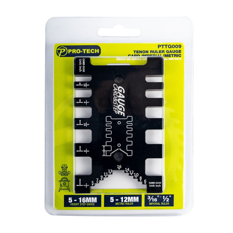 Pro-Tech Tenon Ruler Gauge Card Imperial / Metric PTTG009
