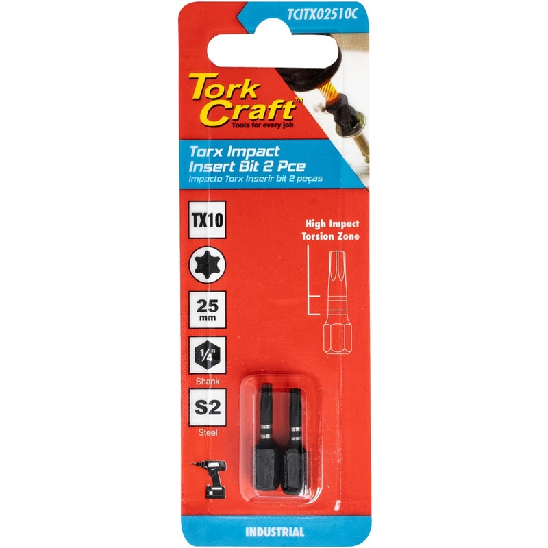 Tork Craft Torx Tx 10 Impact Bit 25mm 2pc Carded TCITX02510C