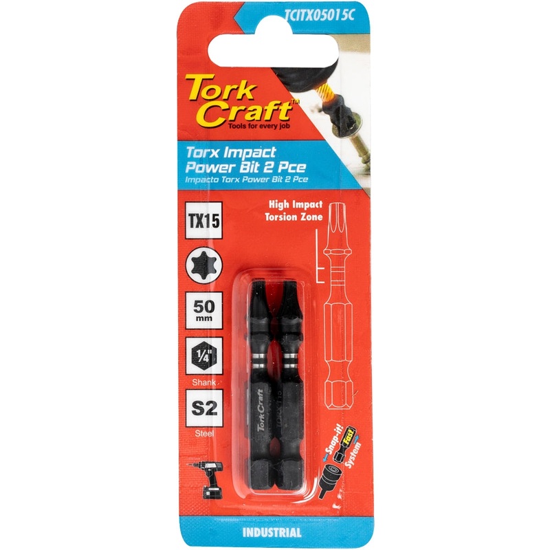 Tork Craft Torx Tx 15 Impact Bit 50mm 2pc Carded TCITX05015C