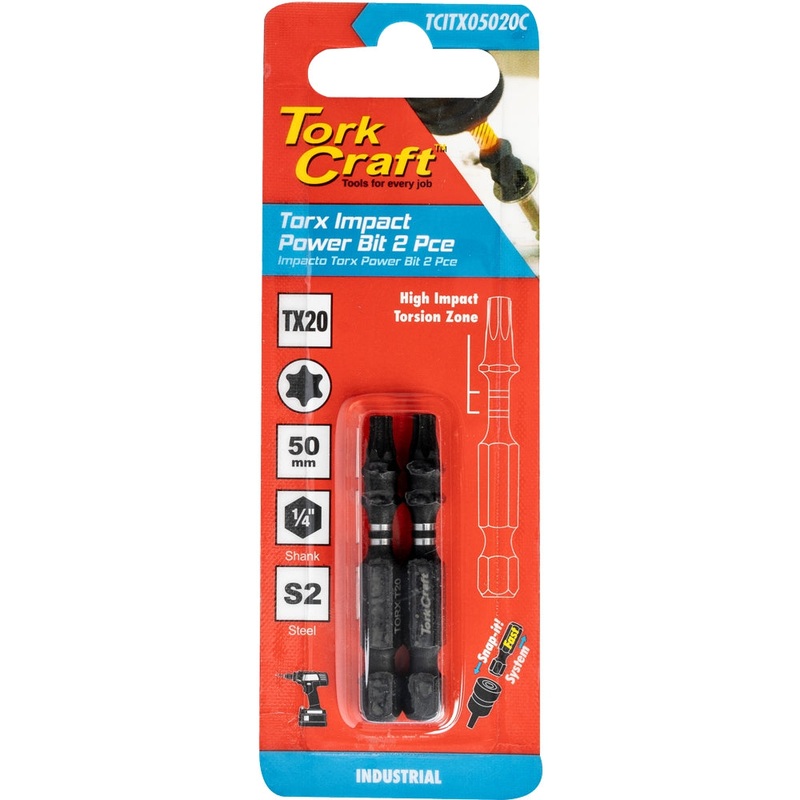 Tork Craft Torx Tx 20 Impact Bit 50mm 2pc Carded TCITX05020C