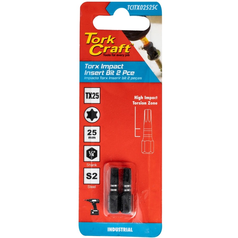 Tork Craft Torx Tx 25 Impact Bit 25mm 2pc Carded TCITX02525C