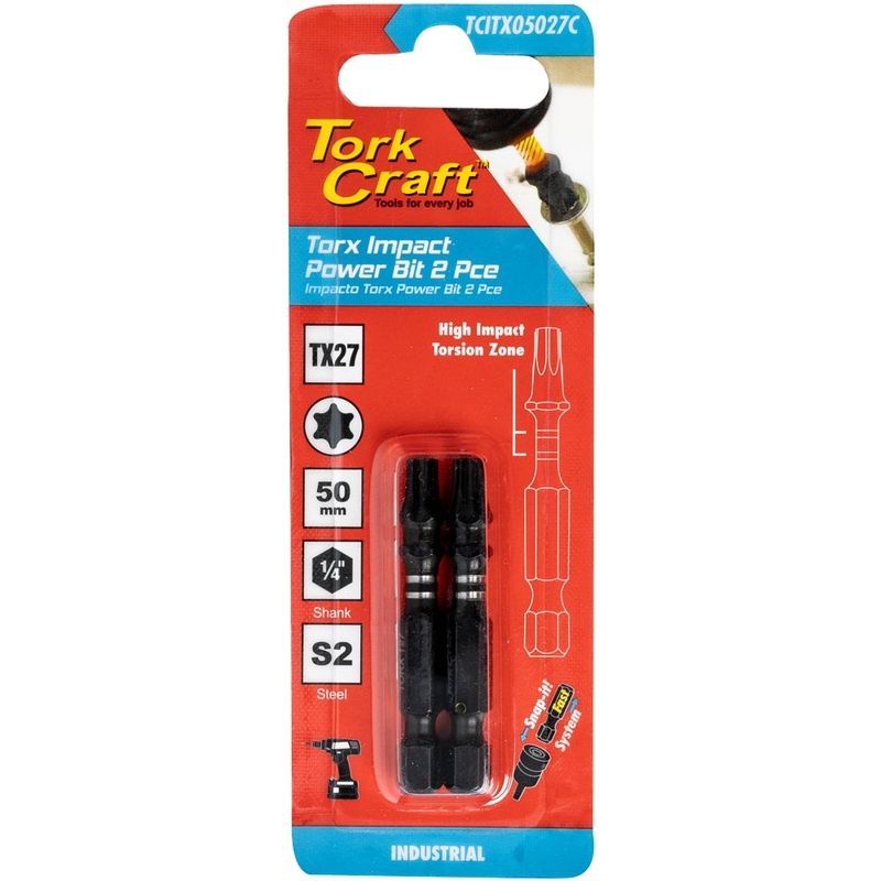 Tork Craft Torx Tx 27 Impact Bit 50mm 2pc Carded TCITX05027C