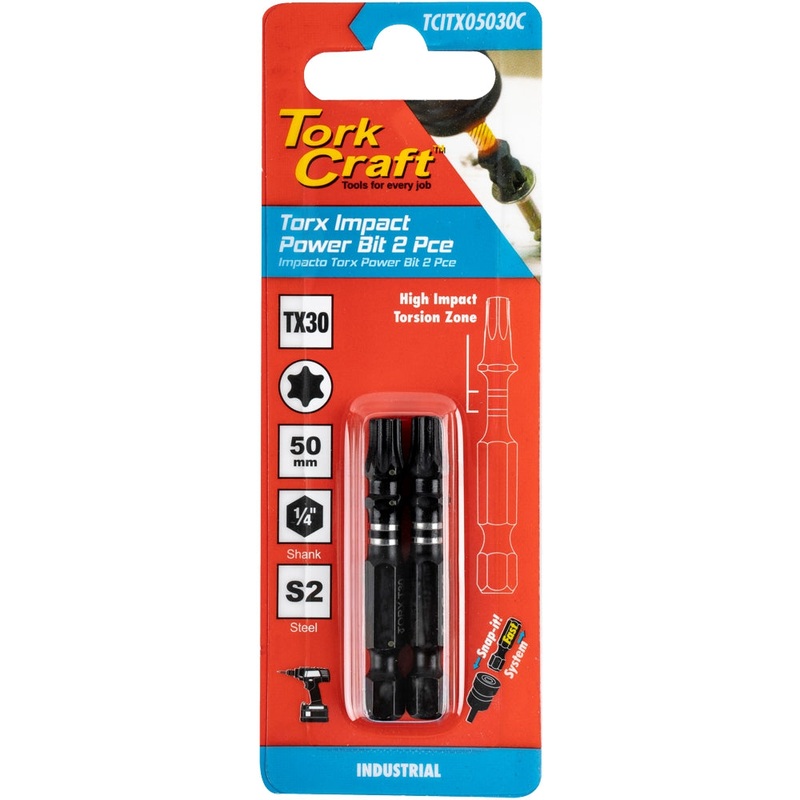 Tork Craft Torx Tx 30 Impact Bit 50mm 2pc Carded TCITX05030C