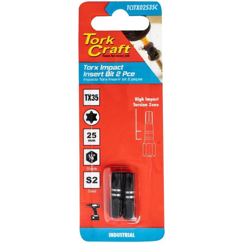 Tork Craft Torx Tx 35 Impact Bit 25mm 2pc Carded TCITX02535C