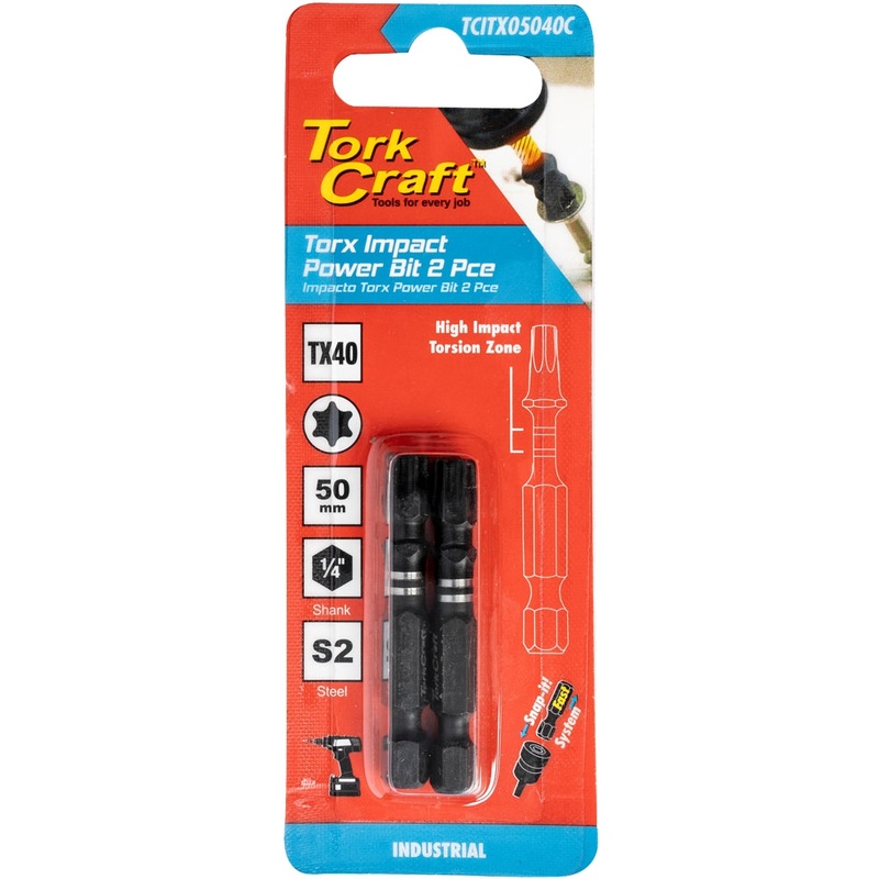 Tork Craft Torx Tx 40 Impact Bit 50mm 2pc Carded TCITX05040C