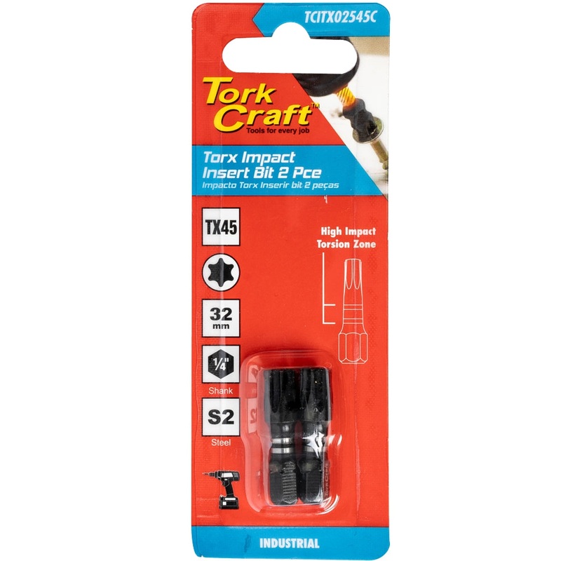 Tork Craft Torx Tx 45 Impact Bit 25mm 2pc Carded TCITX02545C