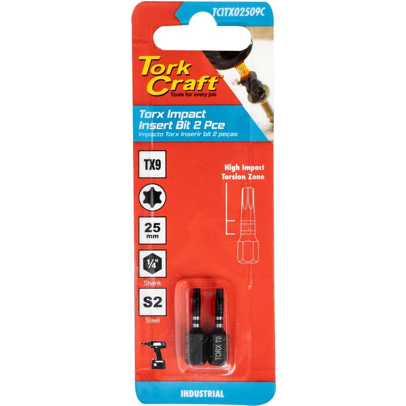 Tork Craft Torx Tx 9 Impact Bit 25mm 2pc Carded TCITX02509C