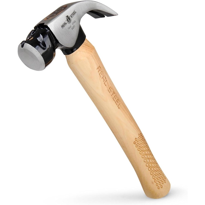 Real Steel Hammer Claw Curved 450g 16oz Hick. Wood Handle RSH0401