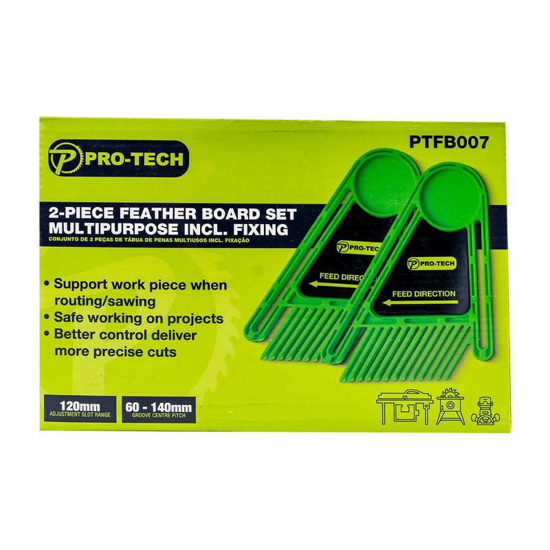 Pro-Tech Feather Board 2pc Set Multipurpose Incl. Fixing PTFB007