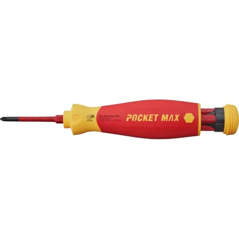 Wiha PocketMax Screwdriver with bit magazine mixed with 4 slimBits