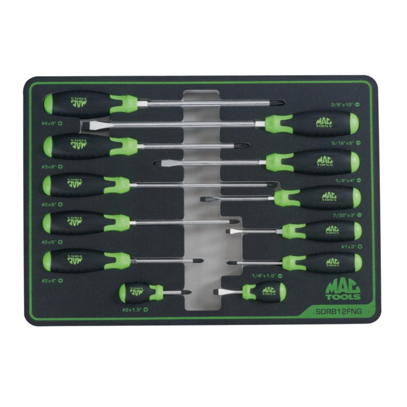 12-PC. Screwdriver Set in Foam  Green