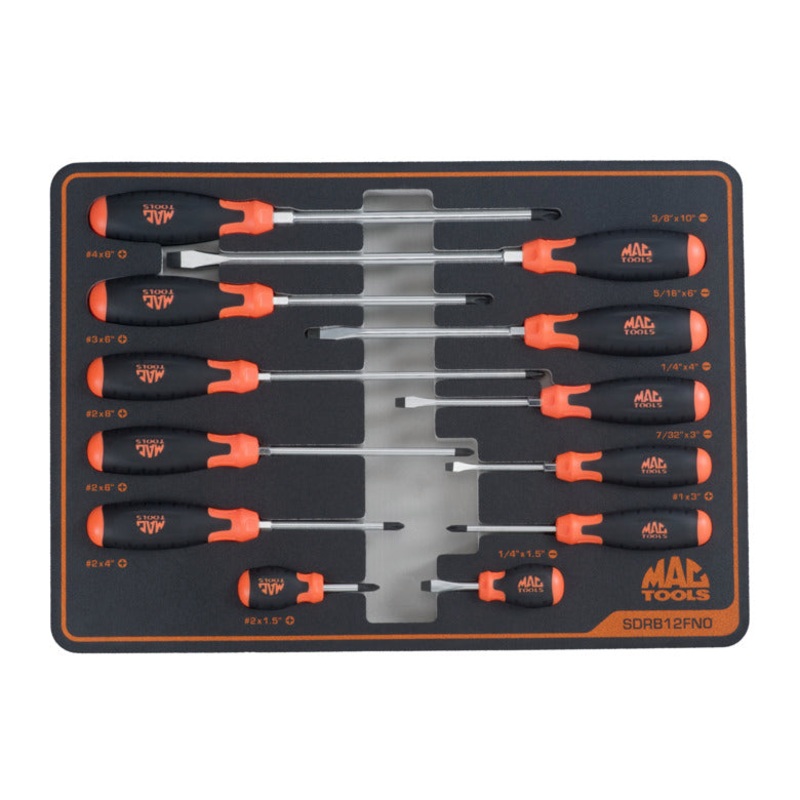 12-PC. Screwdriver Set in Foam  Orange