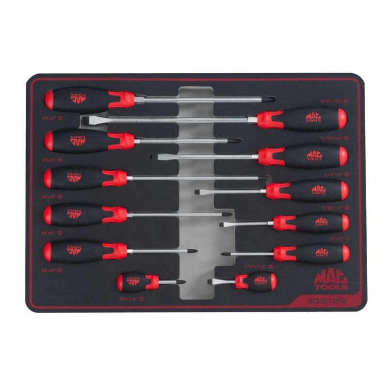 12-PC. Screwdriver Set in Foam  Red