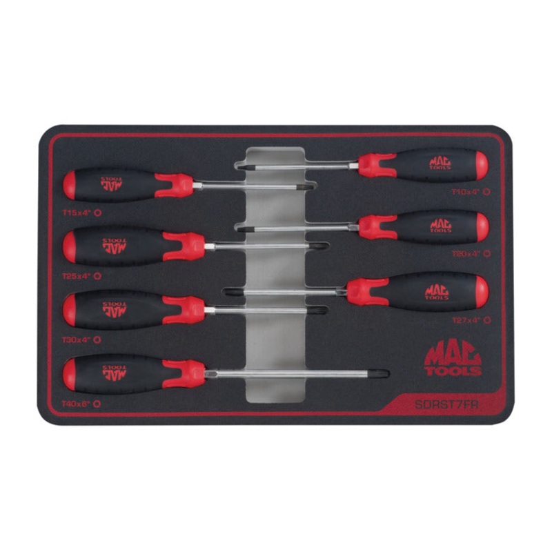 7-PC. Torx Screwdriver Set in Foam - Red