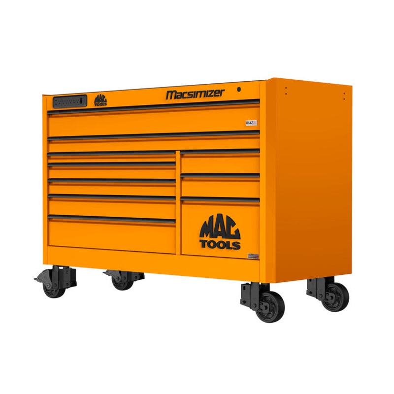 Macsimizer Series 10-Drawer Workstation with PowerTech Drawer - Fireball Orange