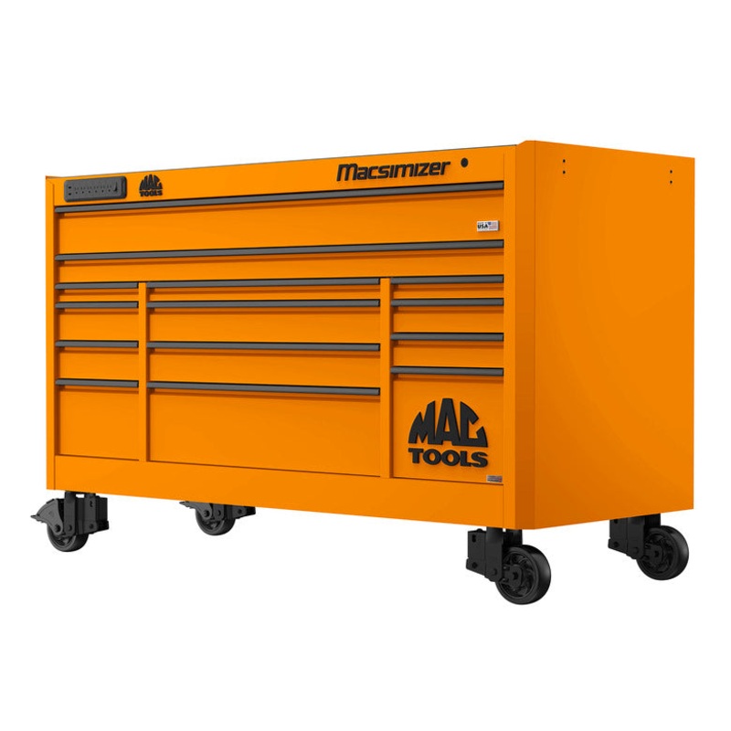 Macsimizer Series 14-Drawer Workstation with PowerTech Drawer - Fireball Orange