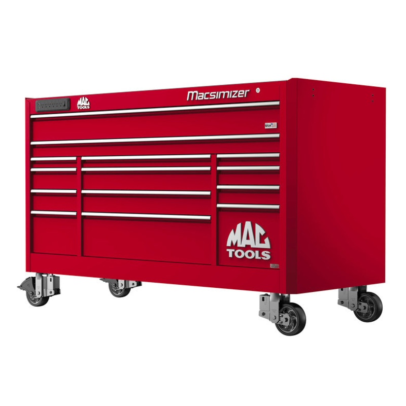 Macsimizer Series 14-Drawer Workstation with PowerTech Drawer - Firebrick Red