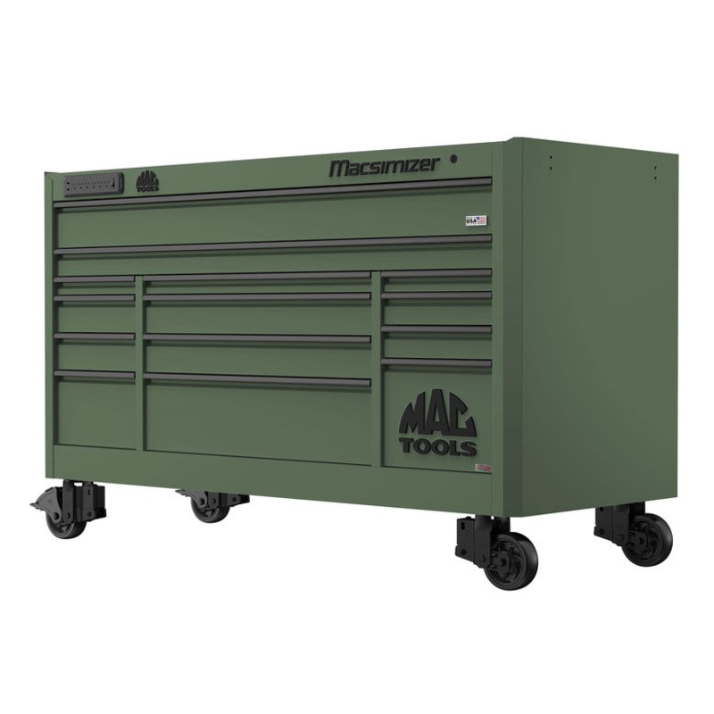Macsimizer Series 14-Drawer Workstation with PowerTech Drawer - Olive Green