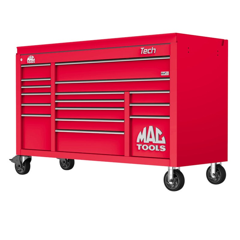 Tech Series 16-Drawer Drop Top Workstation - Firebrick Red