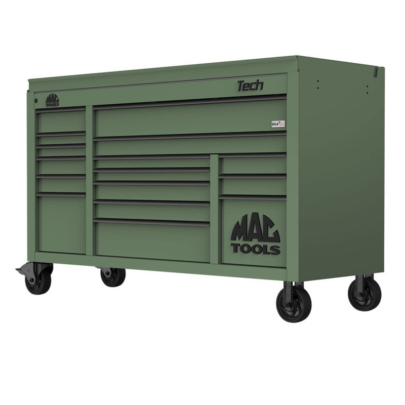 Tech Series 16-Drawer Drop Top Workstation - Olive Green
