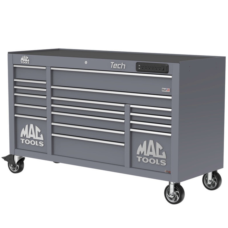 Tech Series 16-Drawer Workstation with PowerTech Drawer - Carbon Gray