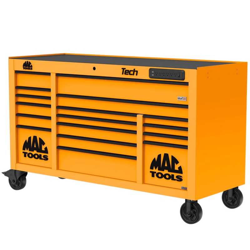 Tech Series 16-Drawer Workstation with PowerTech Drawer - Fireball Orange