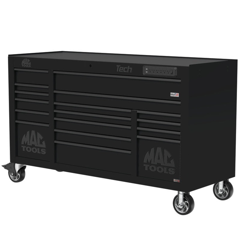 Tech Series 16-Drawer Workstation with PowerTech Drawer - Flat Black