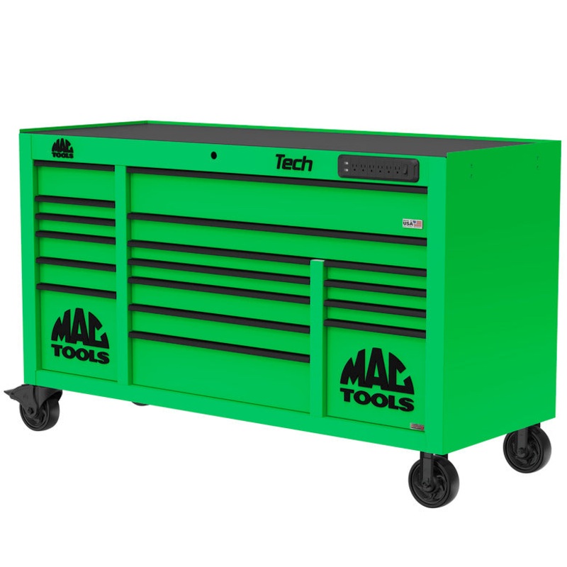 Tech Series 16-Drawer Workstation with PowerTech Drawer - Lime Green
