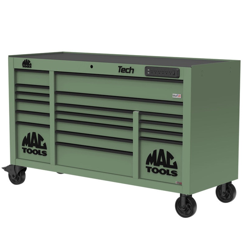 Tech Series 16-Drawer Workstation with PowerTech Drawer - Olive Green