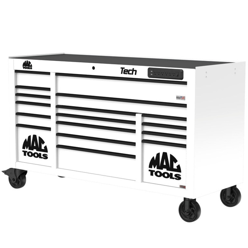 Tech Series 16-Drawer Workstation with PowerTech Drawer - Titanium White