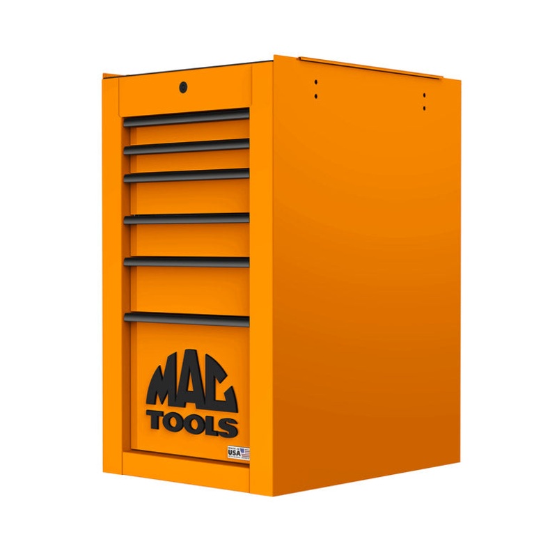 Tech Series 6-Drawer Side Cabinet with PowerTech Drawer - Fireball Orange