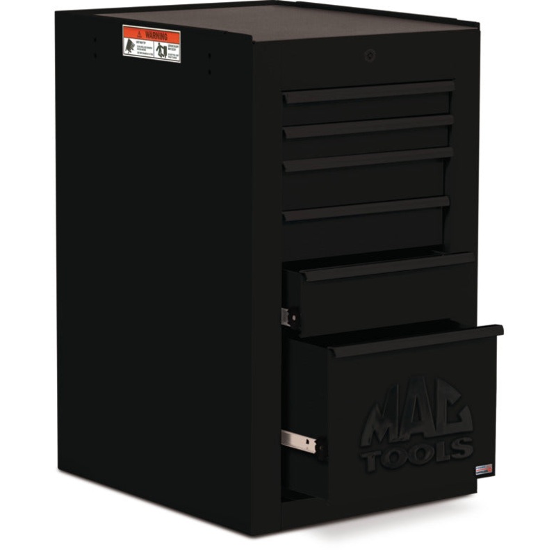 Tech Series 6-Drawer Side Cabinet with PowerTech Drawer - Flat Black