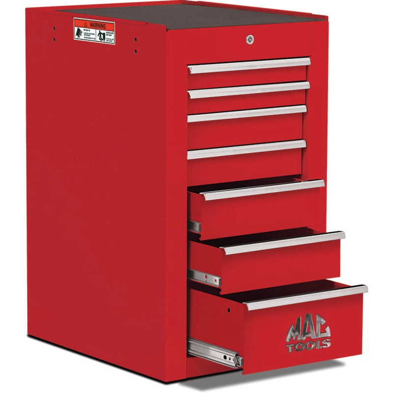 Tech Series 7-Drawer Side Cabinet - Firebrick Red