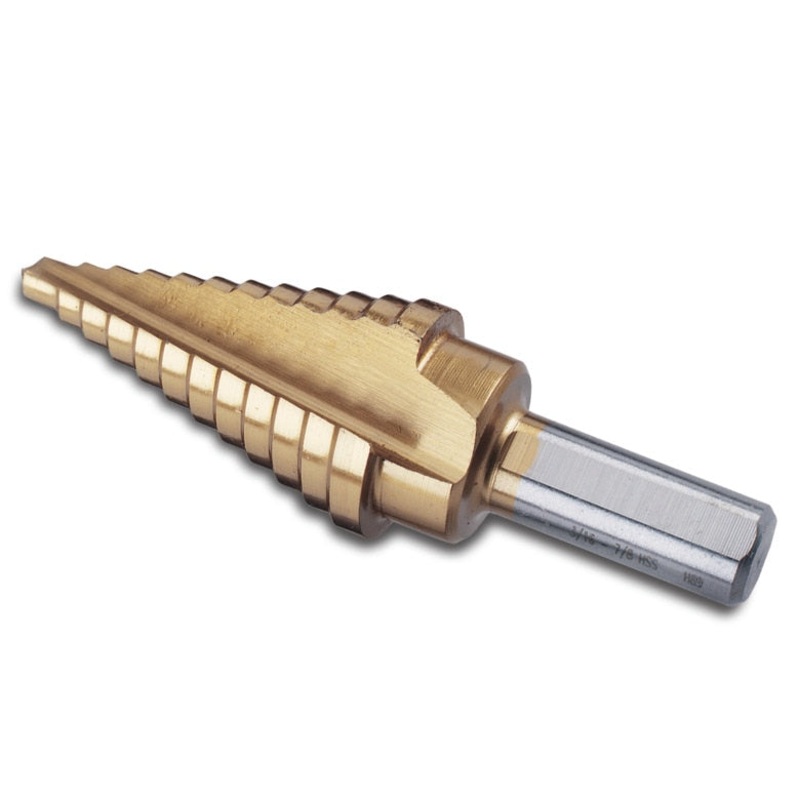 Titanium-Nitride Coated Stepped Drill Bit 3/16" - 7/8" (12 steps)