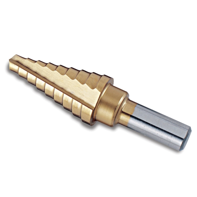 Titanium-Nitride Coated Stepped Drill Bit 1/4" - 3/4" (9 steps)