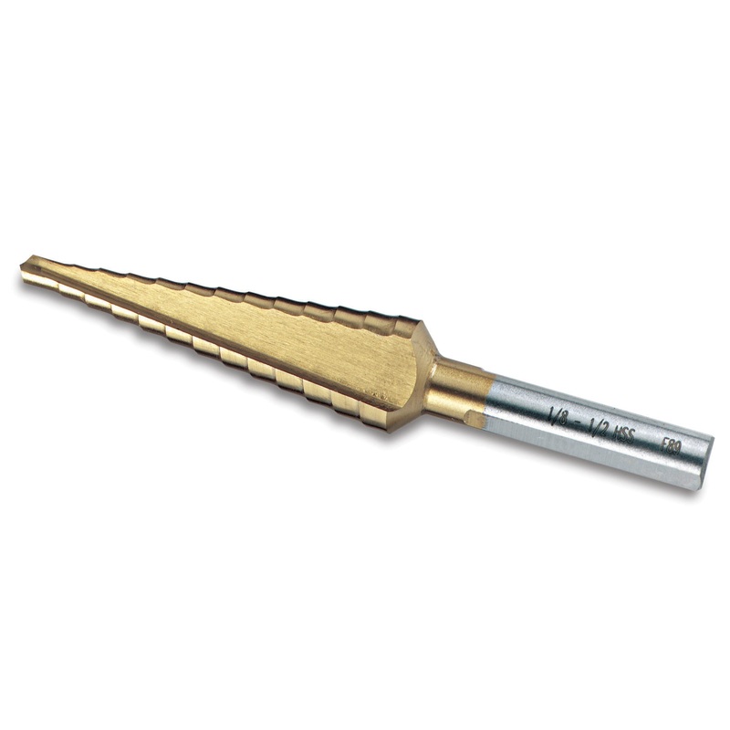 Titanium-Nitride Coated Stepped Drill Bit 1/8" - 1/2" (12 steps)