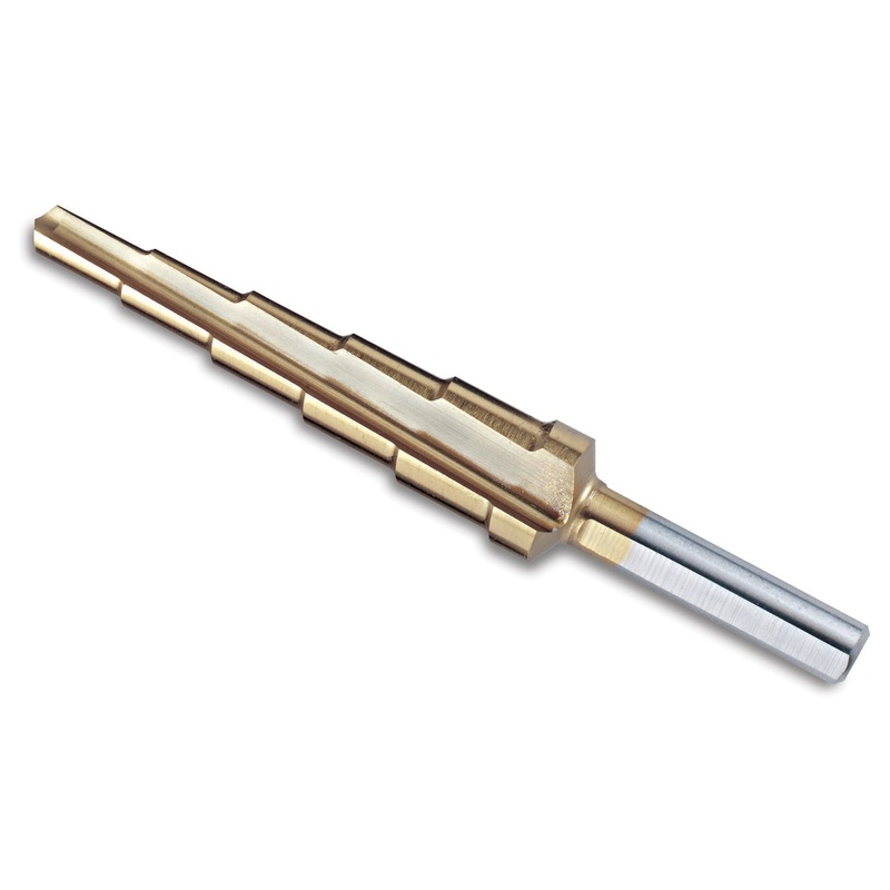 Titanium-Nitride Coated Stepped Drill Bit 3/16" - 1/2" (6 steps)