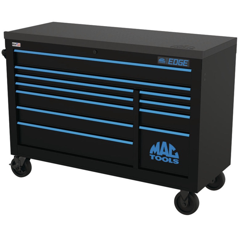 Edge 11-Drawer Workstation - Flat Black/Blue Trim