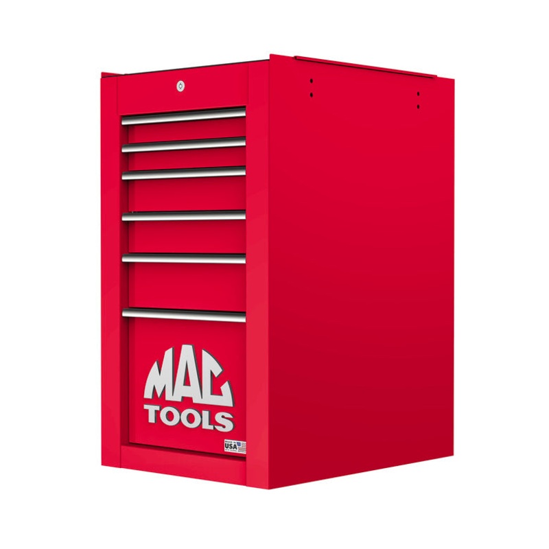 Tech Series 6-Drawer Side Cabinet with PowerTech Drawer - Firebrick Red