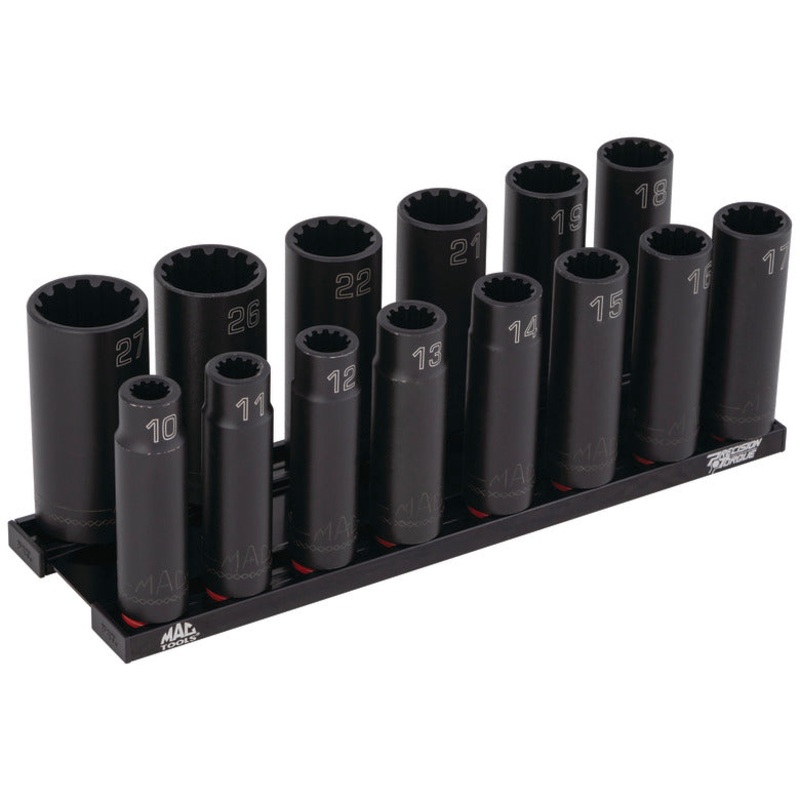 14-PC. 1/2 Drive Metric Deep Spherical Impact Socket Set